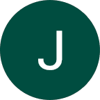 A white capital letter J centered inside a dark forest green circular background.